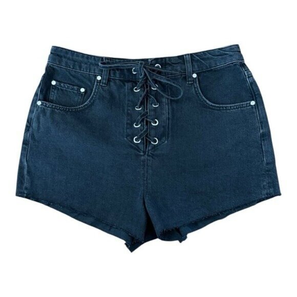 ANTHROPOLOGIE Pilcro Lace Up High Waist Black Shorts Size 32 NEW - Picture 4 of 10